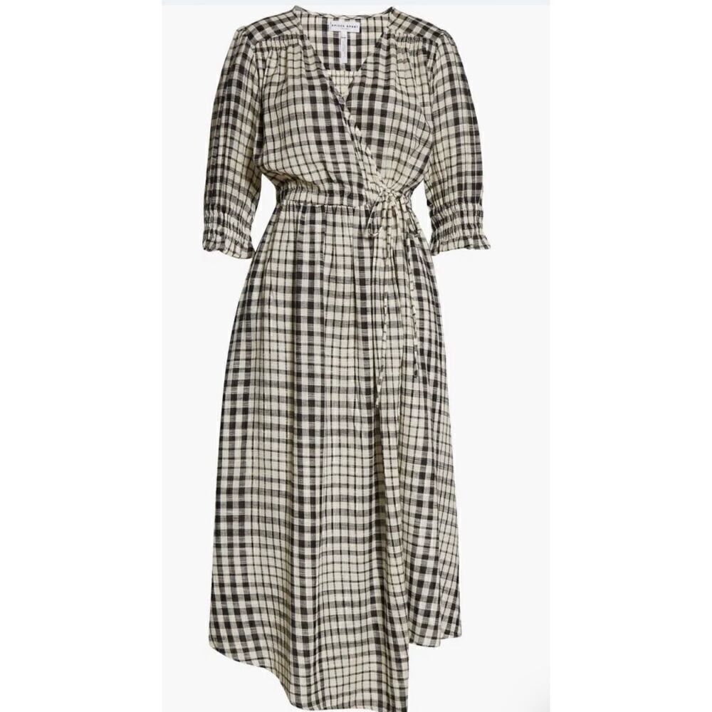 Apiece Apart Lucinda Plaid Cotton Wrap Midi Dress NWT Size XL
